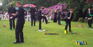 Nottingham University students have fun with the circus equipment