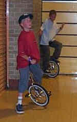 Unicycling in Penarth Leisure Centre