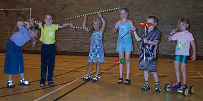 A group of children enjoying learning circus skills