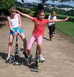 Having fun riding the skatebikes