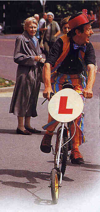 Kris rides his unicycle in Lytham St. Annes