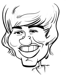 Justin Bieber caricature by Gadd from aurorascarnival.co.uk