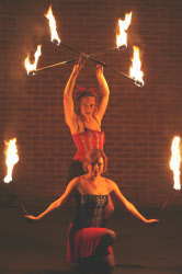 Flame Fatale fire staff performers