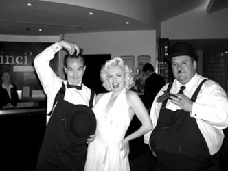 Laurel and Hardy with Marilyn Monroe