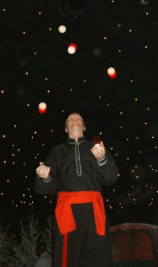 Juggling 5 balls as a cossack during a Christmas Party